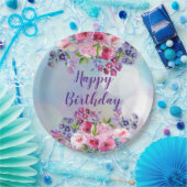 ハッピーバースデー水彩花紙プレート ペーパープレート (パーティー)