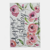 ハッピーバースデー水彩花 キッチンタオル (縦)