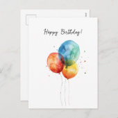 ハッピーバースデー水彩風船 シーズンポストカード (正面/裏面)