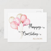 ハッピーバースデー水彩風船 ポストカード (正面/裏面)