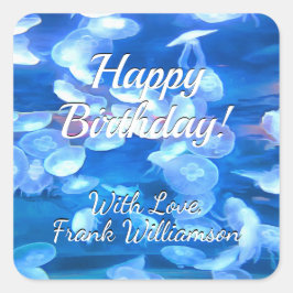 ハッピーバースデー水族館クラゲ0925 スクエアシール