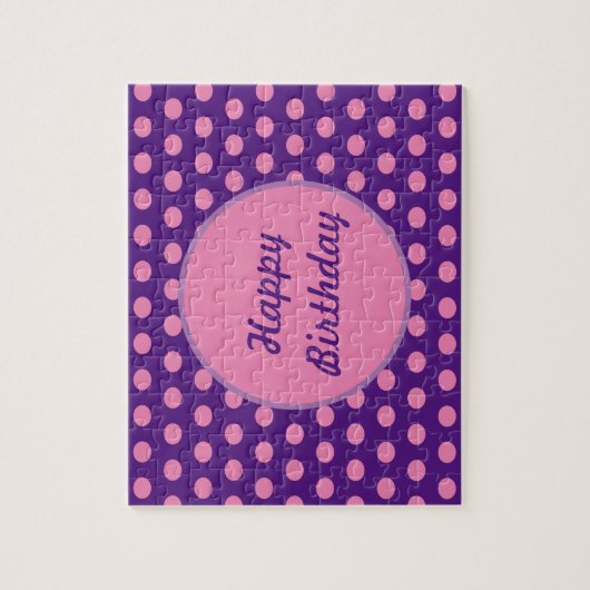 ハッピーバースデー水玉模様ジグソーパズル(紫) ジグソーパズル (縦)