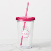 ハッピーバースデー水玉模様ピンクケーキスライスキャンドル アクリルタンブラー (裏面)