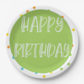 ハッピーバースデー水玉模様紙プレート明 ペーパープレート (正面)