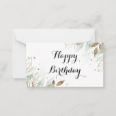 ハッピーバースデー水色金ゴールド植物学 ノートカード (正面)