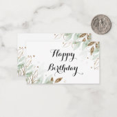 ハッピーバースデー水色金ゴールド植物学 ノートカード (正面/裏面インサイチュ)