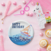 ハッピーバースデー海テーマ ペーパープレート (パーティー)
