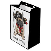 ハッピーバースデー海賊フランスのブルドッグ ミディアムペーパーバッグ (裏面アングル)