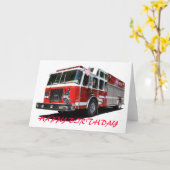 ハッピーバースデー消防車 カード (黄色い花)