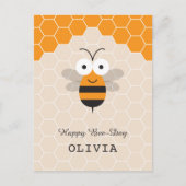 ハッピーバースデー漫画かわいいハニービーハニカム ポストカード (正面)