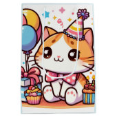ハッピーバースデー漫画子猫誕生日カード ミディアムペーパーバッグ (裏面)