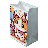 ハッピーバースデー漫画子猫誕生日カード ミディアムペーパーバッグ (裏面アングル)