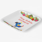 ハッピーバースデー熱帯オウム ペーパープレート (傾斜あり)