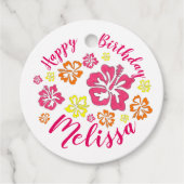 ハッピーバースデー熱帯ハワイアンハイビスカスフラワー フェイバータグ (正面)