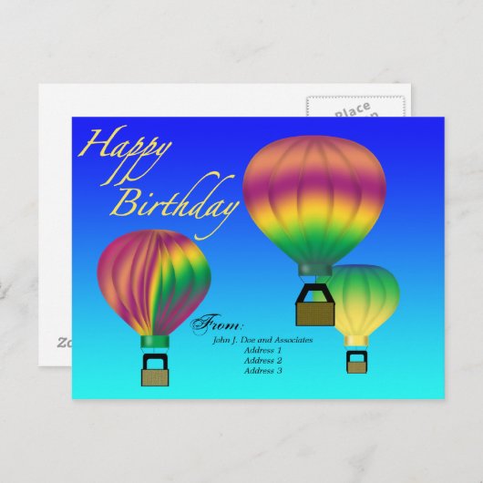 ハッピーバースデー熱気球はがき ポストカード (正面/裏面)