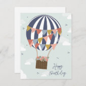 ハッピーバースデー熱気球グリーティングカード シーズンカード (正面/裏面)