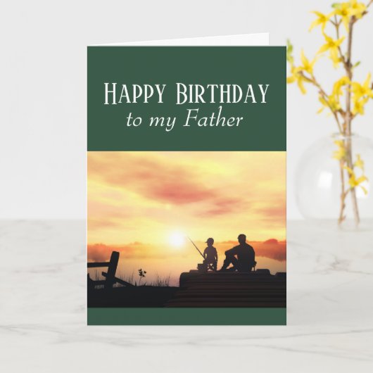 ハッピーバースデー父魚釣りフィッシャーマンフィッシュカード カード (黄色い花)