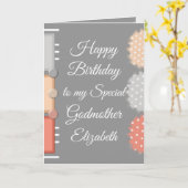 ハッピーバースデー特殊ゴッドマザーグレイ カード (黄色い花)