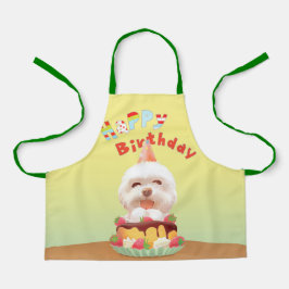 ハッピーバースデー犬とケーキ エプロン