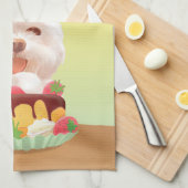 ハッピーバースデー犬とケーキ キッチンタオル (四つ折り)