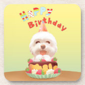 ハッピーバースデー犬とケーキ コースター (正面)