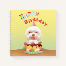 ハッピーバースデー犬とケーキ ノートブック
