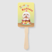 ハッピーバースデー犬とケーキ ハンドファン (正面)