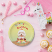 ハッピーバースデー犬とケーキ ペーパープレート (パーティー)