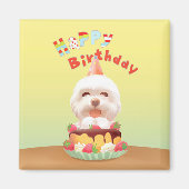 ハッピーバースデー犬とケーキ マグネット (正面)