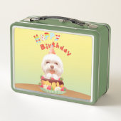 ハッピーバースデー犬とケーキ メタルランチボックス (裏面)