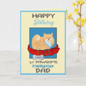 ハッピーバースデー犬のパパのポメラニア犬犬 カード (黄色い花)