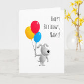 ハッピーバースデー犬の子犬用風船 カード (黄色い花)