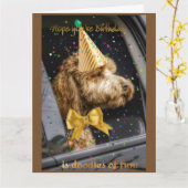 ハッピーバースデー犬カード カード (黄色い花)