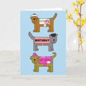 ハッピーバースデー犬 カード (黄色い花)