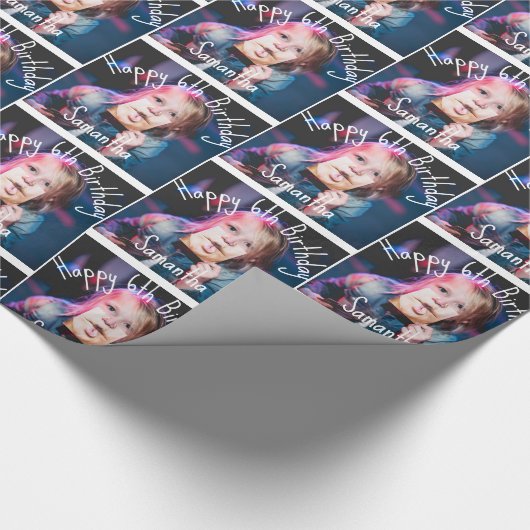 ハッピーバースデー独自の写真を追加おもしろいする ラッピングペーパー (角)