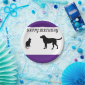 ハッピーバースデー猫と犬のパーティープレート ペーパープレート (パーティー)