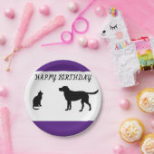 ハッピーバースデー猫と犬のパーティープレート ペーパープレート (パーティー)