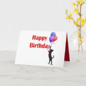 ハッピーバースデー猫と風船 カード (黄色い花)