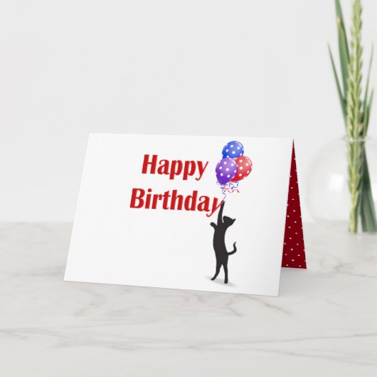 ハッピーバースデー猫と風船 カード (正面)