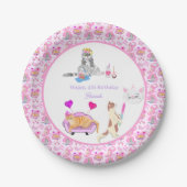 ハッピーバースデー猫のパーティー名 ペーパープレート (正面)