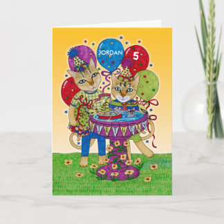 ハッピーバースデー猫の子ども名前をカスタムする カード