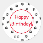 ハッピーバースデー猫の足シンプル先 ラウンドシール (正面)