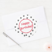 ハッピーバースデー猫の足シンプル先 ラウンドシール (封筒)