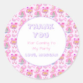 ハッピーバースデー猫はパーティーを持つ ラウンドシール (正面)