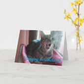ハッピーバースデー猫グリーティングカード カード (黄色い花)