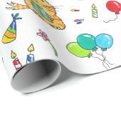 ハッピーバースデー猫ラッピング紙byニコールヤネス ラッピングペーパー (ロールコーナー)