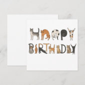 ハッピーバースデー猫レタリングカード可愛いおもしろい猫 シーズンカード (正面/裏面)