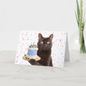 ハッピーバースデー猫保持誕生日猫 シーズンカード (正面)