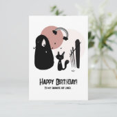 ハッピーバースデー猫好きカード（ピンク） サンキューカード (スタンド正面)