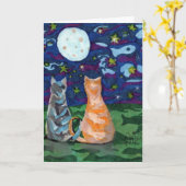 ハッピーバースデー猫 カード (黄色い花)